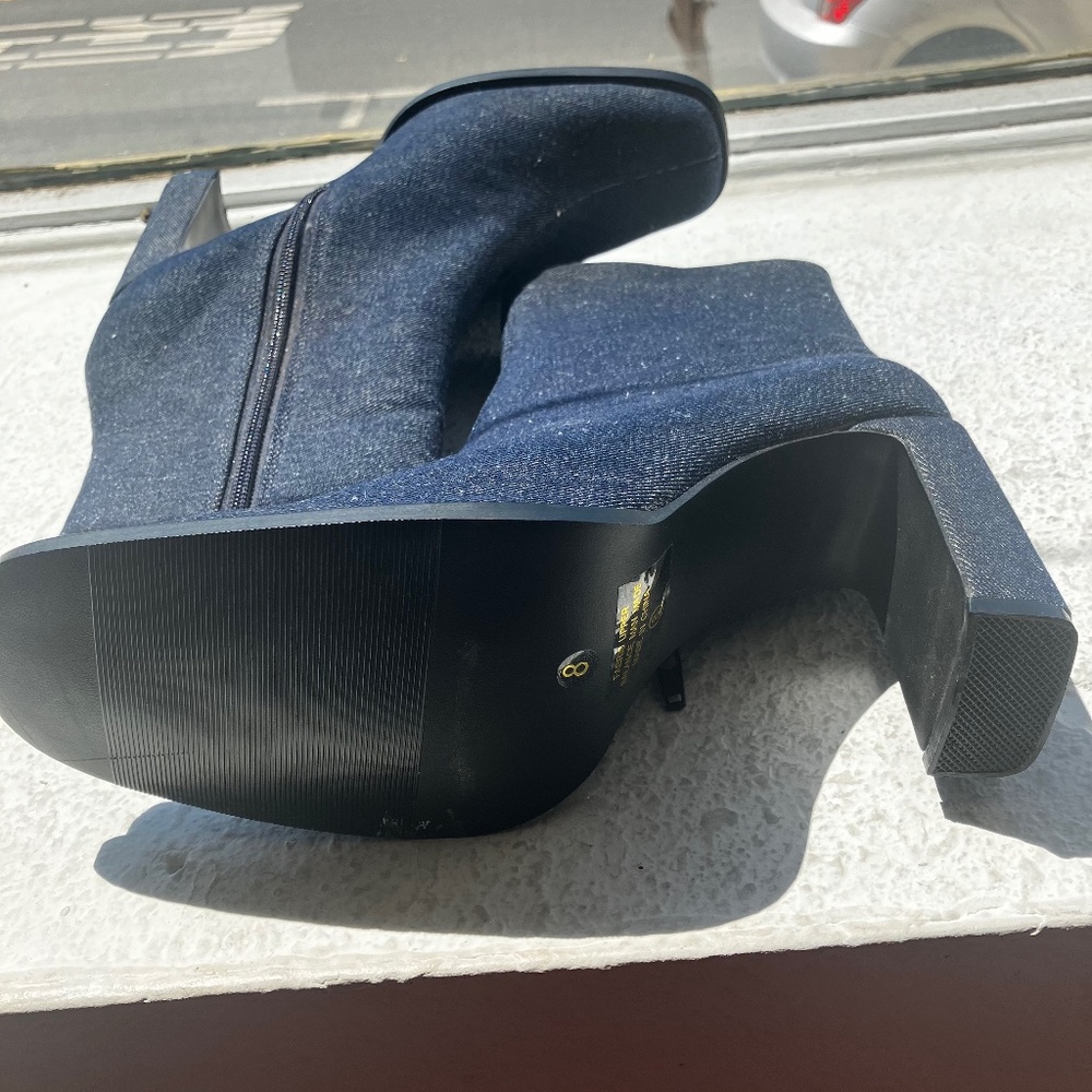 Dark denim square toe ankle boots - Picture 4 of 4